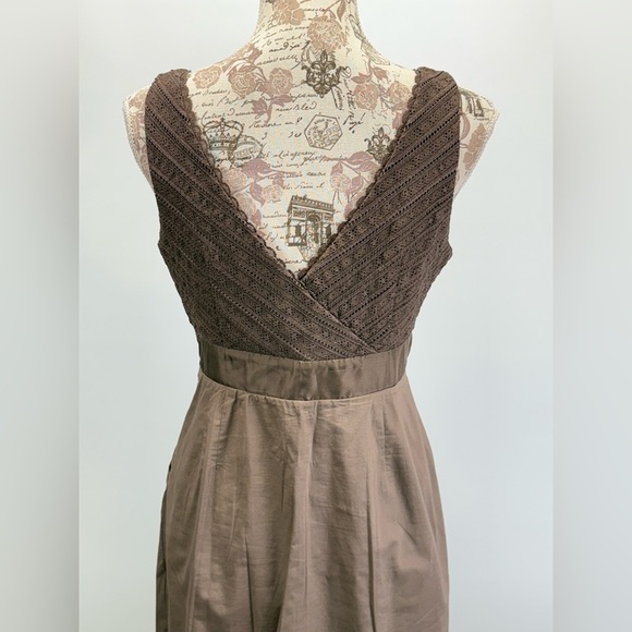 MOULINETTE SOUERS for ANTHROPOLOGIE Brown Pleated Sheath Midi Dress size 6 - Picture 4 of 15